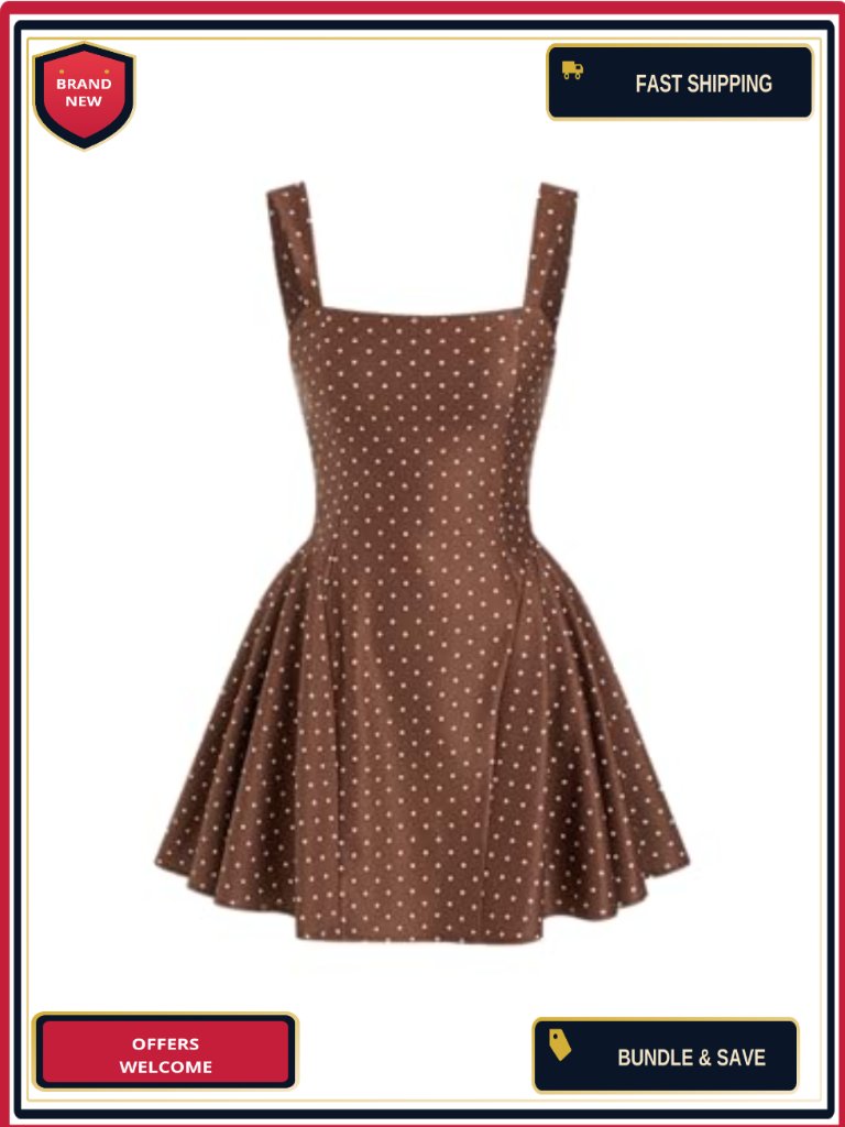 Polka Dot Square Neck Sleeveless Mini Dress Cute Summer Date Night